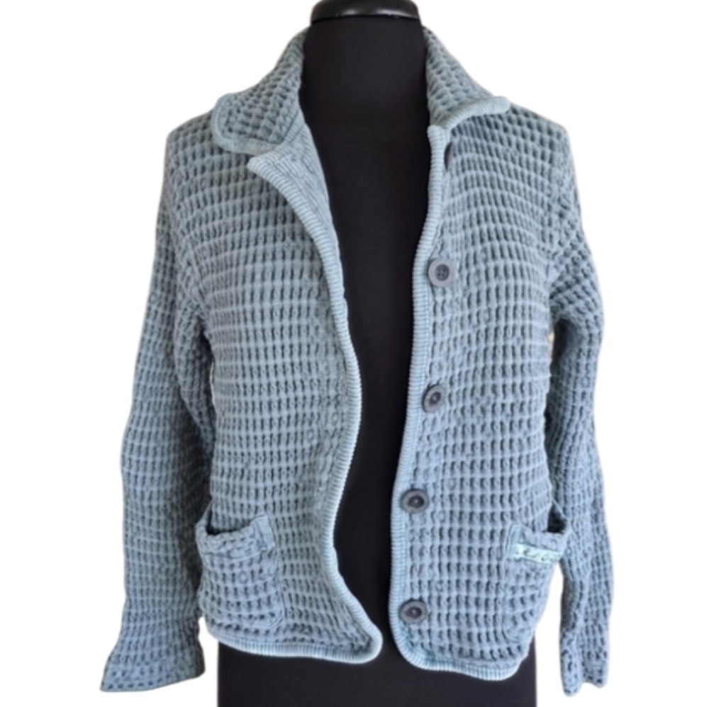 Mod-O-Doc 2 Sage Waffle Boxy Jacket Soft Cotton Lagenlook Artsy Bohemian